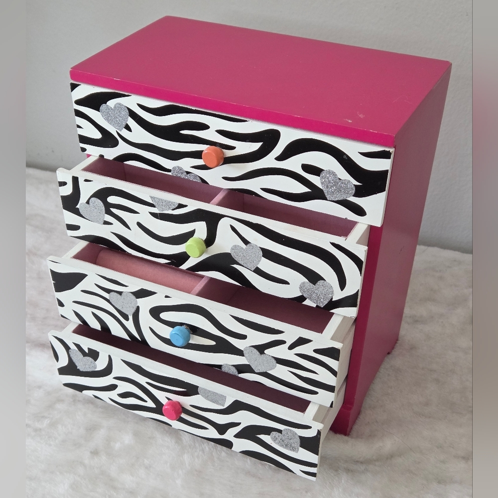 Pink and Zebra Jewelry Organizer 4 Drawers Kohl's